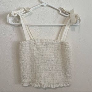 NWT Abercrombie & Fitch White Smocked Tank Top - Size S